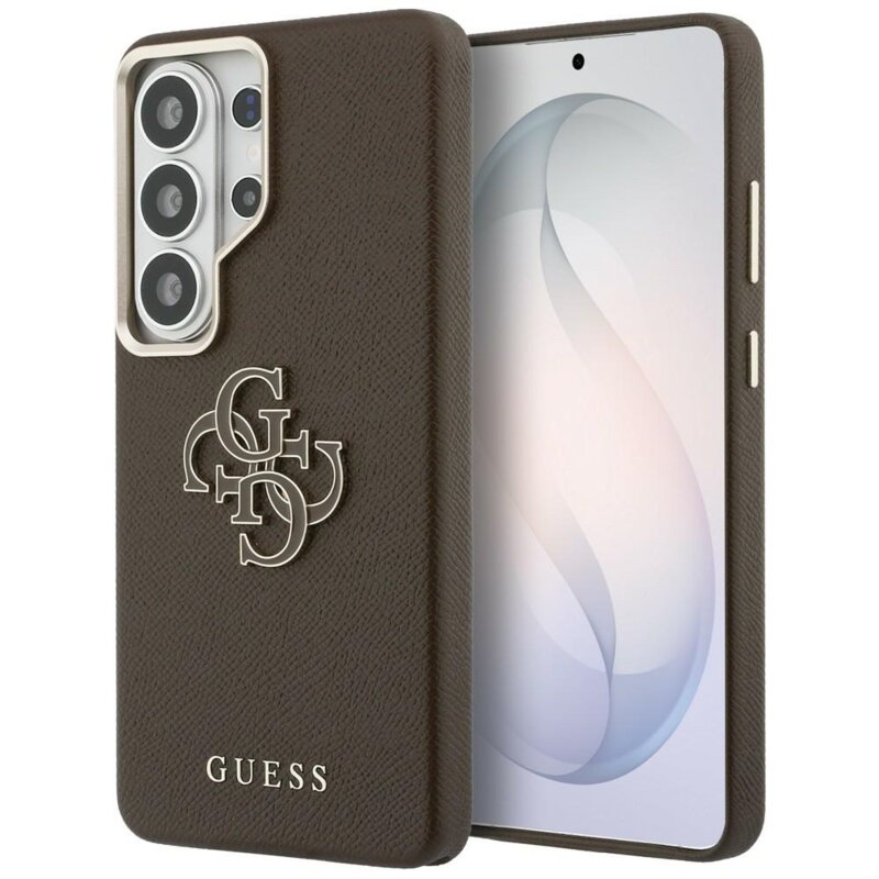 Husa Samsung Galaxy S26 Ultra Guess Grained Big 4G Metal Logo, maro, GUHCS26L5PS4RGGW