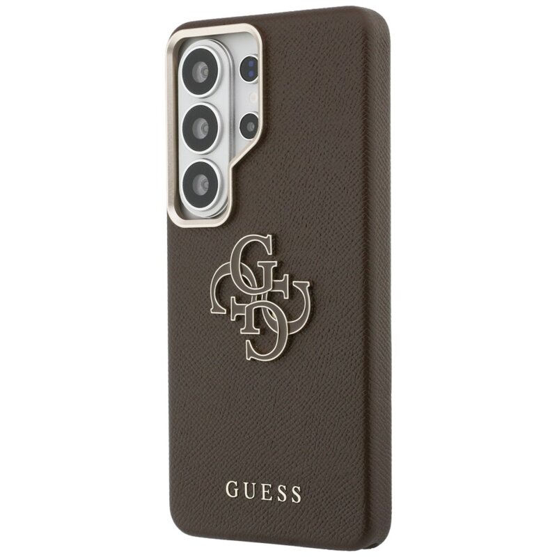 Husa Samsung Galaxy S26 Ultra Guess Grained Big 4G Metal Logo, maro, GUHCS26L5PS4RGGW