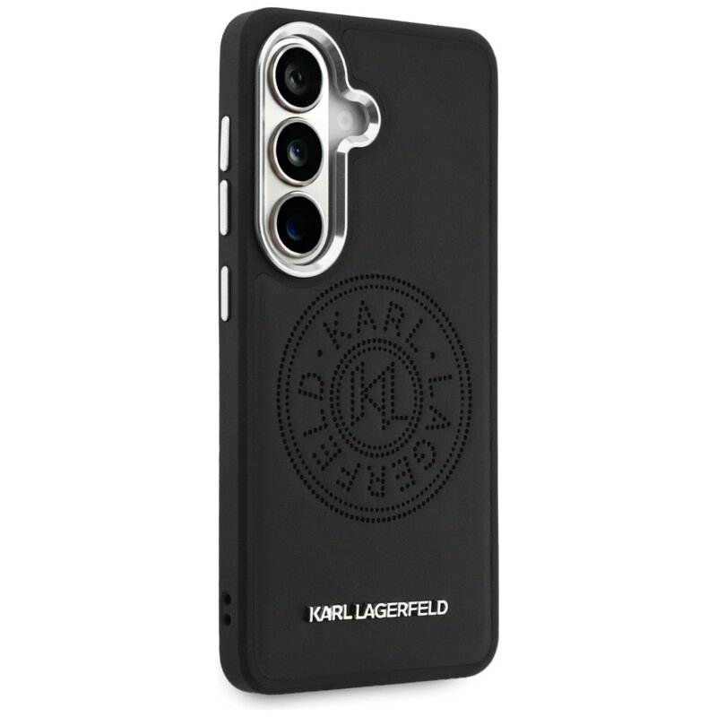 Husa Samsung Galaxy S26 Plus Karl Lagerfeld Wrapped Leather with Karl Round Point Logo MagSafe, negru, KLHMS26MPSKRPMK