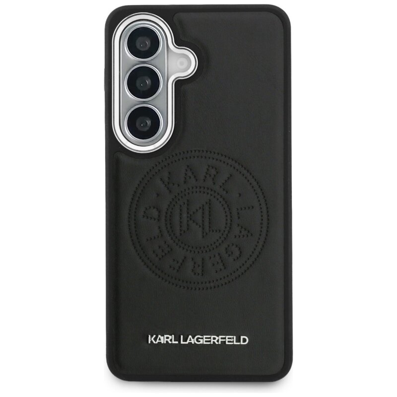 Husa Samsung Galaxy S26 Plus Karl Lagerfeld Wrapped Leather with Karl Round Point Logo MagSafe, negru, KLHMS26MPSKRPMK