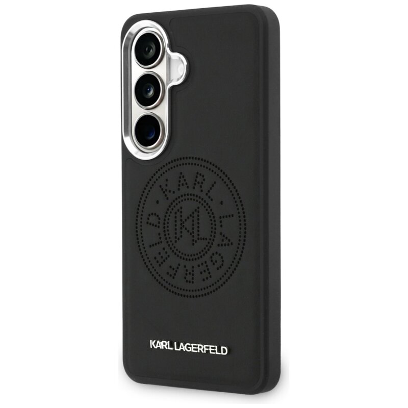 Husa Samsung Galaxy S26 Plus Karl Lagerfeld Wrapped Leather with Karl Round Point Logo MagSafe, negru, KLHMS26MPSKRPMK