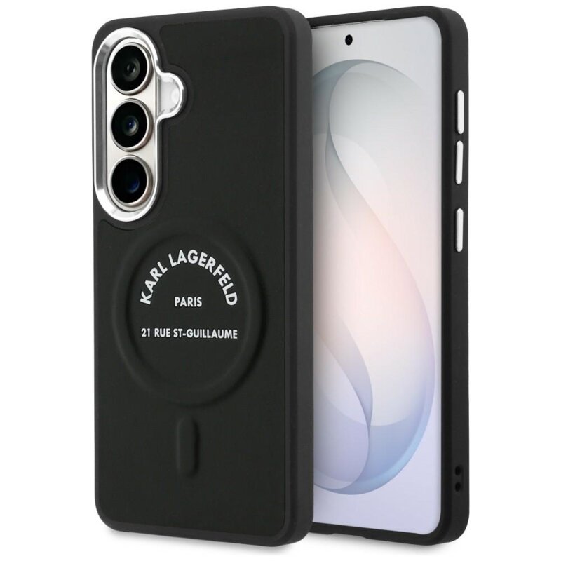 Husa Samsung Galaxy S26 Karl Lagerfeld Wrapped Leather with Karl RSG Logo MagSafe, KLHMS26SPSKRSGEK, negru