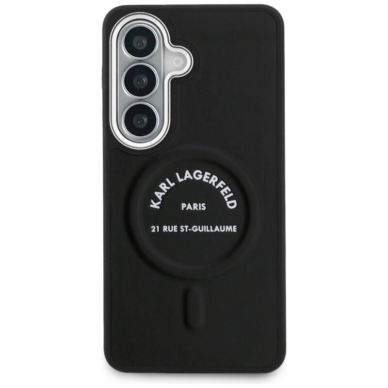 Husa Samsung Galaxy S26 Karl Lagerfeld Wrapped Leather with Karl RSG Logo MagSafe, KLHMS26SPSKRSGEK, negru