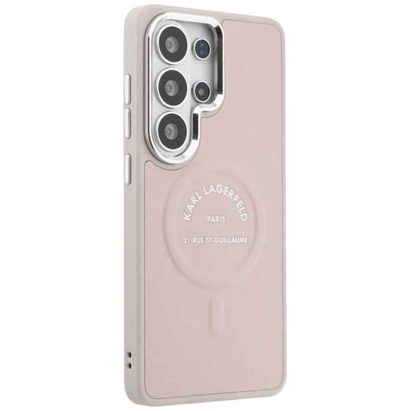 Husa Samsung Galaxy S26 Ultra Karl Lagerfeld Wrapped Leather with Karl RSG Logo MagSafe, KLHMS26LPSKRSGEP, roz