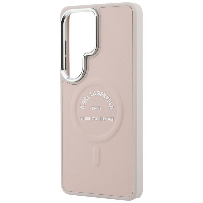 Husa Samsung Galaxy S26 Ultra Karl Lagerfeld Wrapped Leather with Karl RSG Logo MagSafe, KLHMS26LPSKRSGEP, roz
