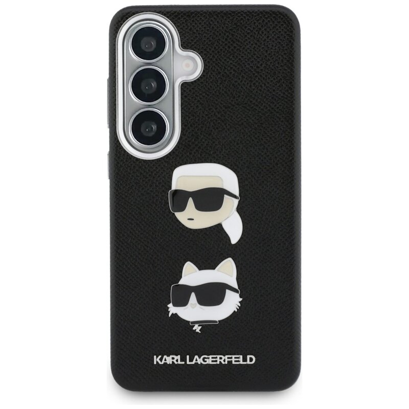 Husa originala Samsung Galaxy S26 Karl Lagerfeld Wrapped Leather Saffiano with with K&C Head Pin, KLHCS26SPSFDHPOK, negru