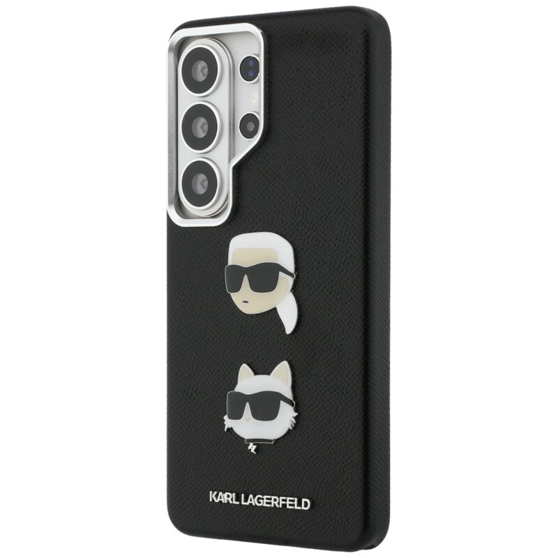 Husa originala Samsung Galaxy S26 Ultra Karl Lagerfeld Wrapped Leather Saffiano with with K&C Head Pin, KLHCS26LPSFDHPOK, negru