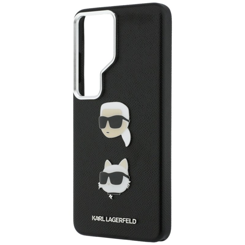 Husa originala Samsung Galaxy S26 Ultra Karl Lagerfeld Wrapped Leather Saffiano with with K&C Head Pin, KLHCS26LPSFDHPOK, negru