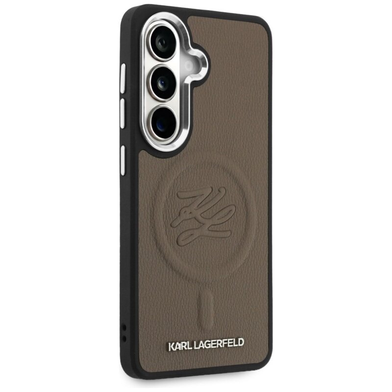 Husa Samsung Galaxy S26 Karl Lagerfeld Leather with Initial Logo Debossed MagSafe, KLHMS26SPGFKLRDW, maro