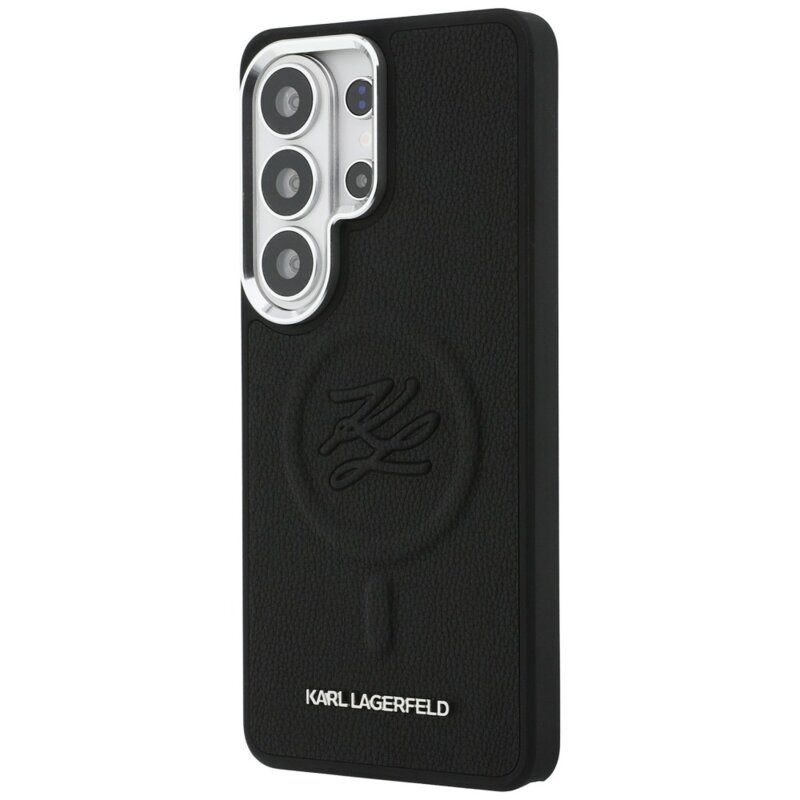 Husa Samsung Galaxy S26 Ultra Karl Lagerfeld Leather with Initial Logo Debossed MagSafe, KLHMS26LPGFKLRDK, negru