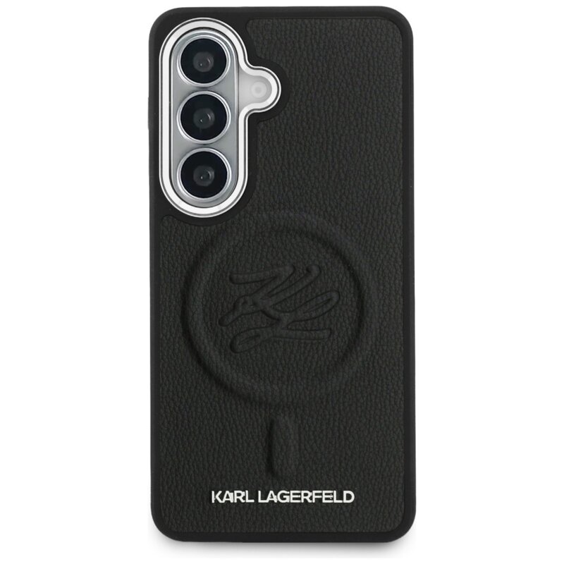 Husa Samsung Galaxy S26 Plus Karl Lagerfeld Leather with Initial Logo Debossed MagSafe, KLHMS26MPGFKLRDK, negru