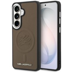 Husa Samsung Galaxy S26 Plus Karl Lagerfeld Leather with Initial Logo Debossed MagSafe, KLHMS26MPGFKLRDW, maro