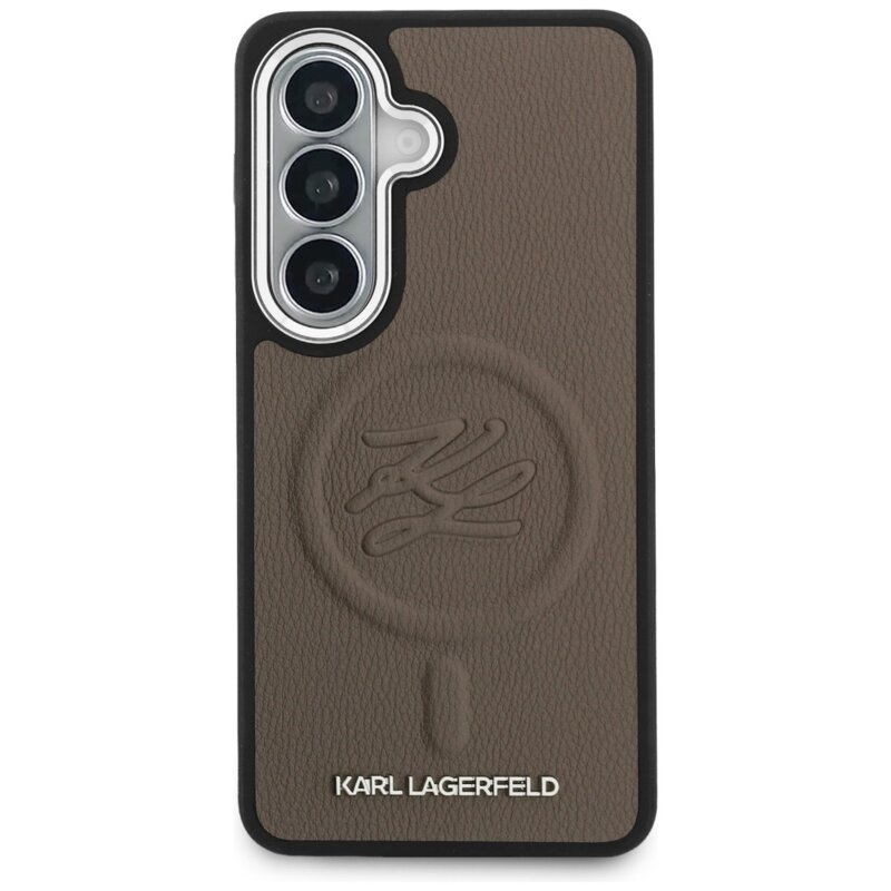 Husa Samsung Galaxy S26 Plus Karl Lagerfeld Leather with Initial Logo Debossed MagSafe, KLHMS26MPGFKLRDW, maro