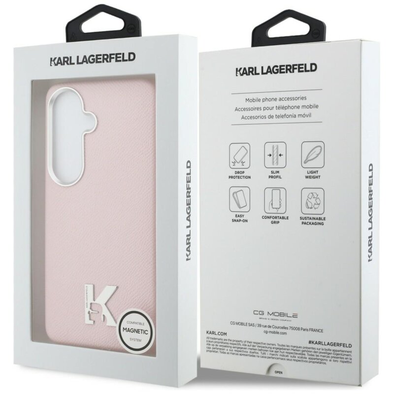 Husa Samsung Galaxy S26 Karl Lagerfeld Wrapped Grained Leather MagSafe, roz, KLHMS26S5PGFKHGP