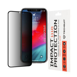 Folie sticla iPhone XS Techsuit 111D Privacy Full Glue, negru