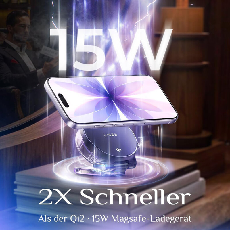 Incarcator Qi2 cu cablu Type-C si incarcator priza Lisen, YL0324090008