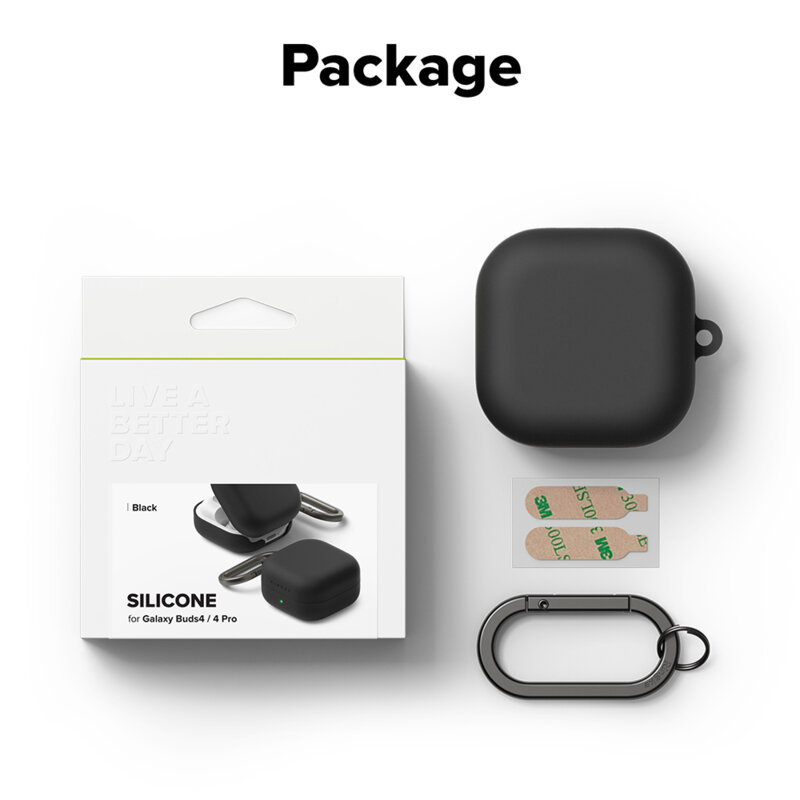 Husa Samsung Galaxy Buds 4 Ringke Silicone, negru