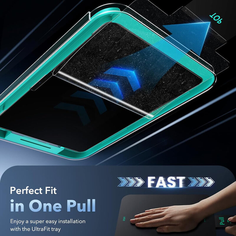 Folie sticla iPad Air 13 (2024) ESR Armorite Paper-Feel UltraFit Tray, transparenta