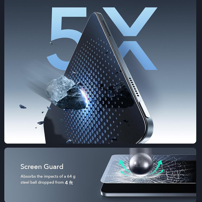 Folie sticla iPad Air 13 (2026) ESR Armorite Paper-Feel UltraFit Tray, transparenta