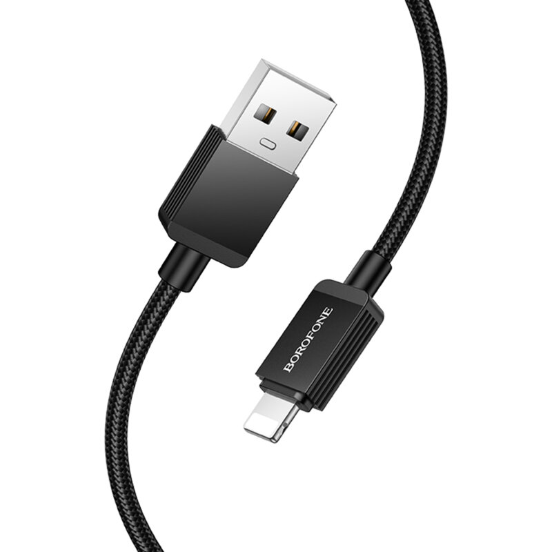 Cablu USB, Lightning, 2.4A, 1m Borofone Placer, negru, BX120
