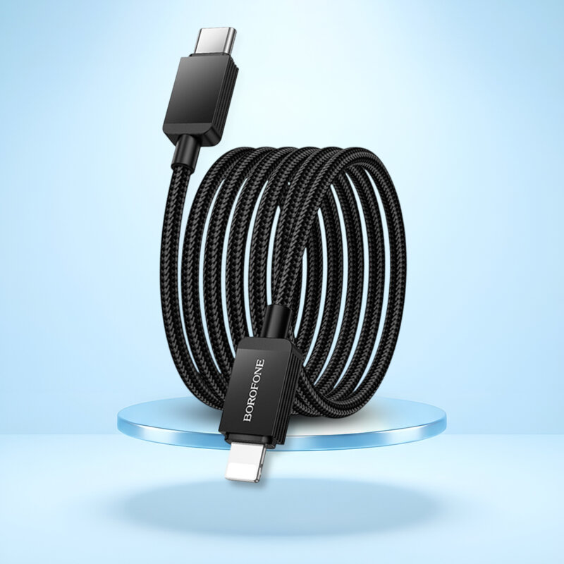 Cablu Type-C, Lightning, 27W, 1m Borofone Placer, negru, BX120