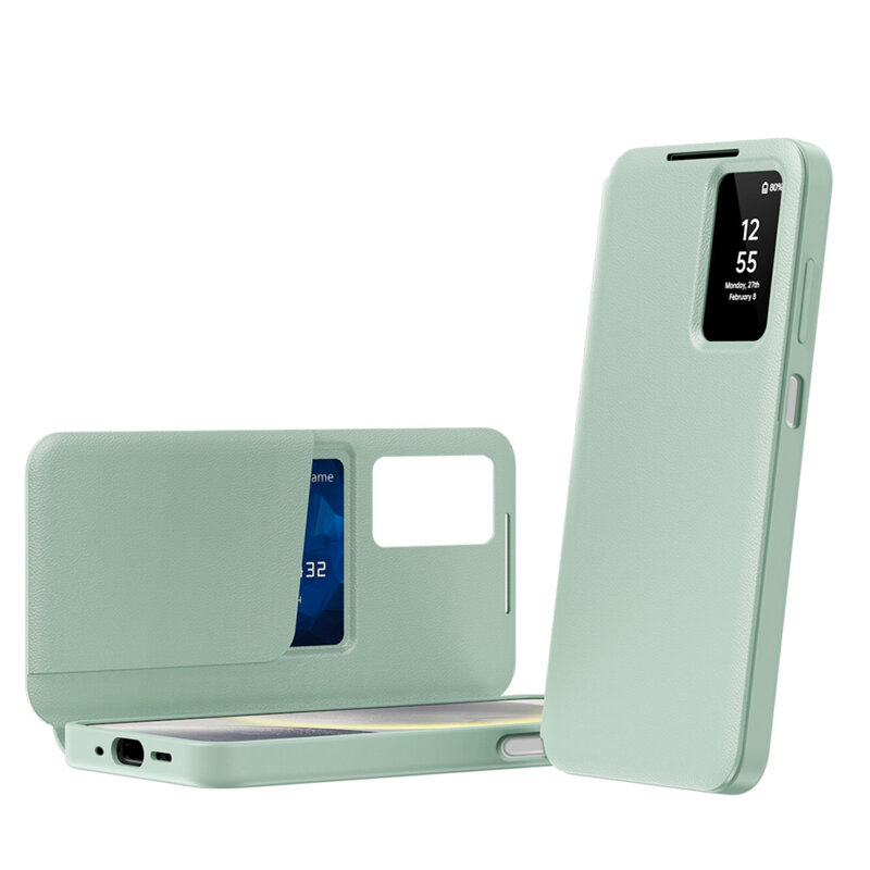 Husa tip carte Samsung Galaxy F17 SmartView Series, verde