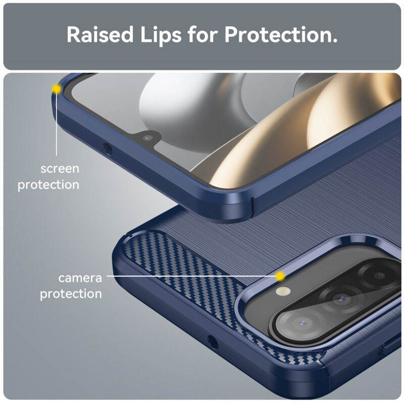 Husa Samsung Galaxy M17 Techsuit Carbon Silicone, albastru