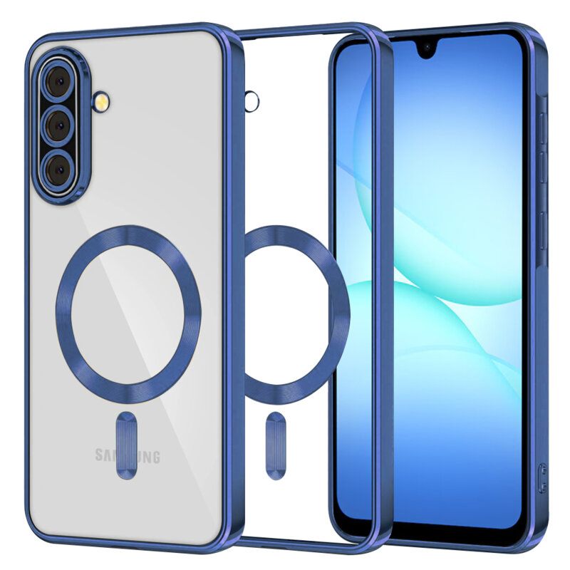 Husa premium Samsung Galaxy F17 Techsuit Luxury Crystal MagSafe, albastru