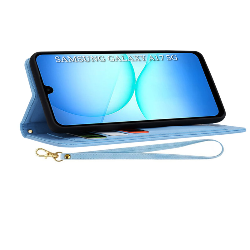 Husa personalizata fete Samsung Galaxy F17 Techsuit FlipCraft, bleu