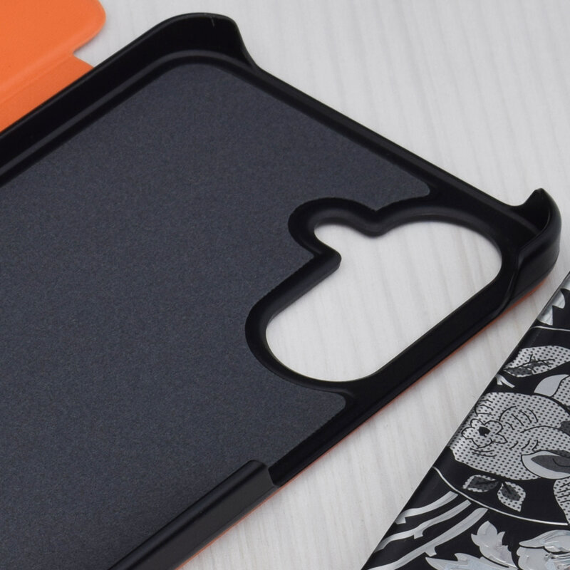 Husa Samsung Galaxy F17 Eco Leather View flip tip carte, portocaliu