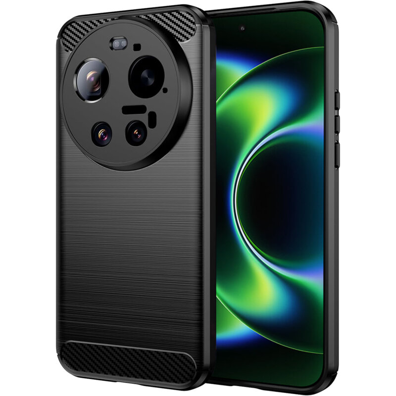 Husa Xiaomi 17 Ultra Techsuit Carbon Silicone, negru