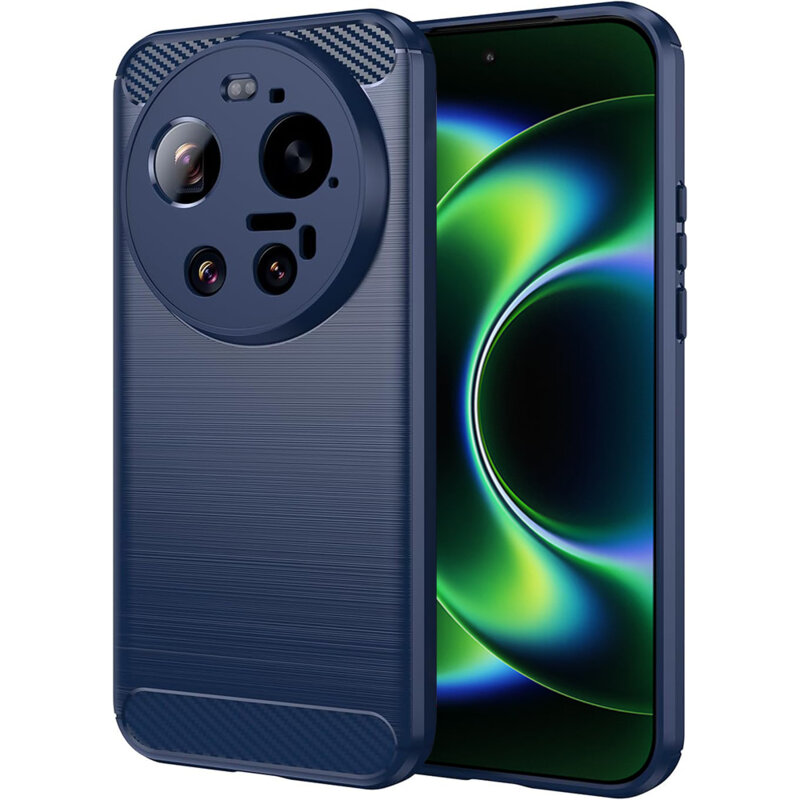 Husa Xiaomi 17 Ultra Techsuit Carbon Silicone, albastru
