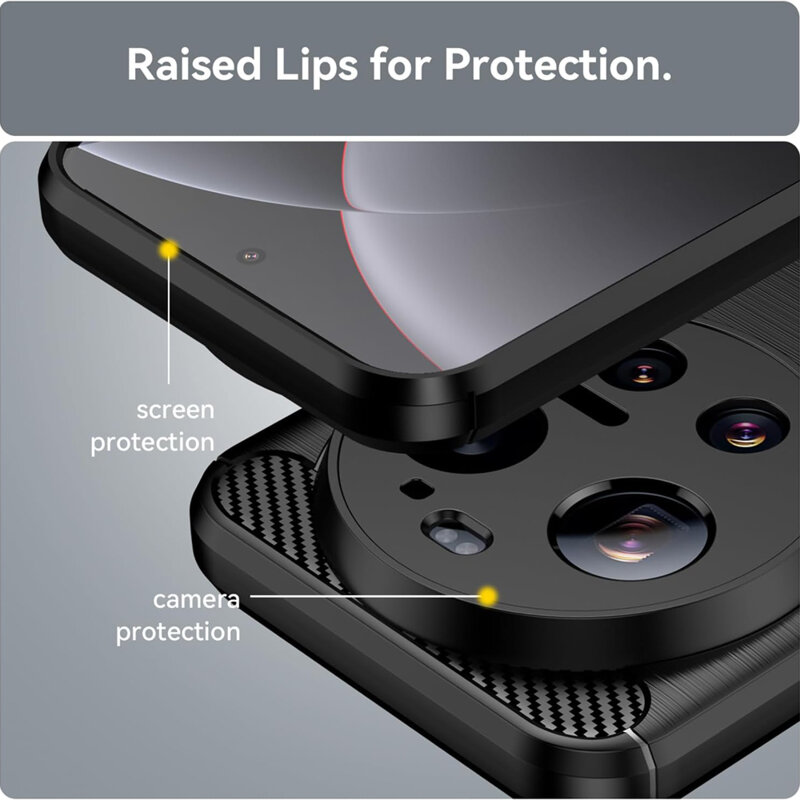 Husa Xiaomi 17 Ultra Techsuit Carbon Silicone, albastru