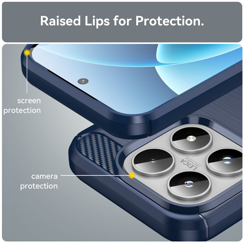 Husa Xiaomi 17 Techsuit Carbon Silicone, albastru