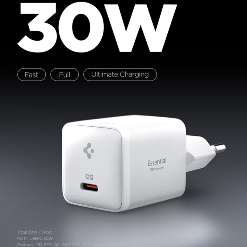 Incarcator Type-C Fast Charge Spigen, 30W, alb, ACH09492