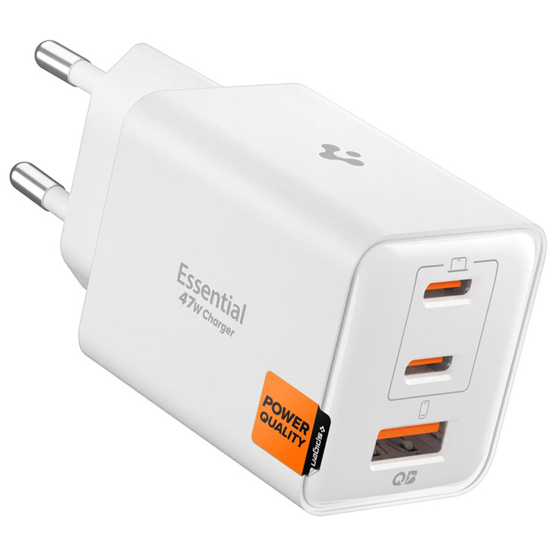 Incarcator USB, 2x Type-C Fast Charge Spigen, 47W, alb, EE473EU