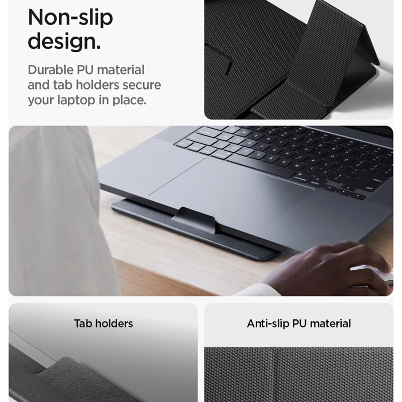 Suport laptop reglabil, stand tableta Spigen, negru, LD201-S8