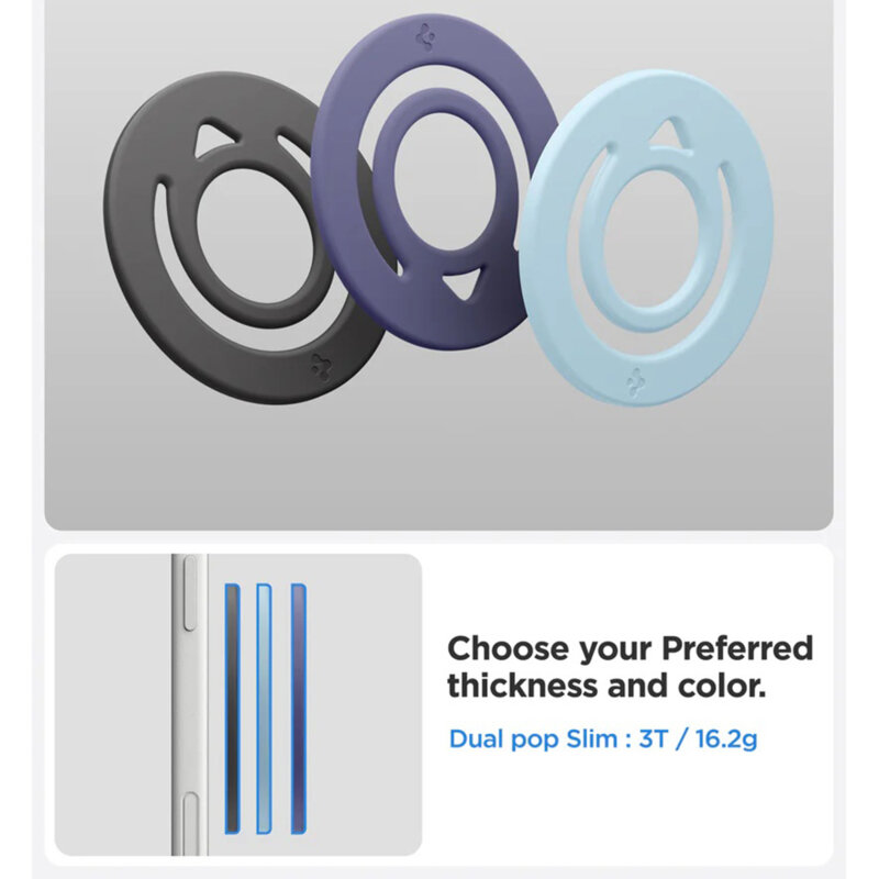 Inel magnetic, suport telefon MagSafe Spigen Dual Pop, albastru