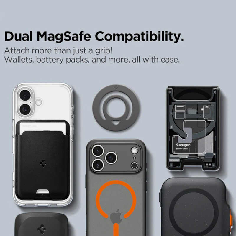 Inel magnetic, suport telefon MagSafe Spigen Dual Pop, albastru