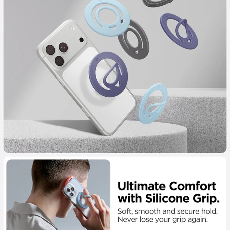 Inel magnetic, suport telefon MagSafe Spigen Dual Pop, albastru