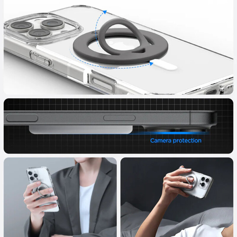 Inel magnetic, suport telefon MagSafe Spigen Dual Pop, albastru