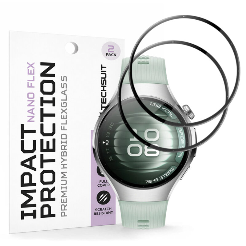 [Pachet 2x] Folie Huawei Watch 5 42mm Techsuit Nano Flex, negru