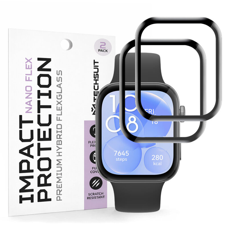 [Pachet 2x] Folie Huawei Watch Fit 3 Techsuit Nano Flex, negru