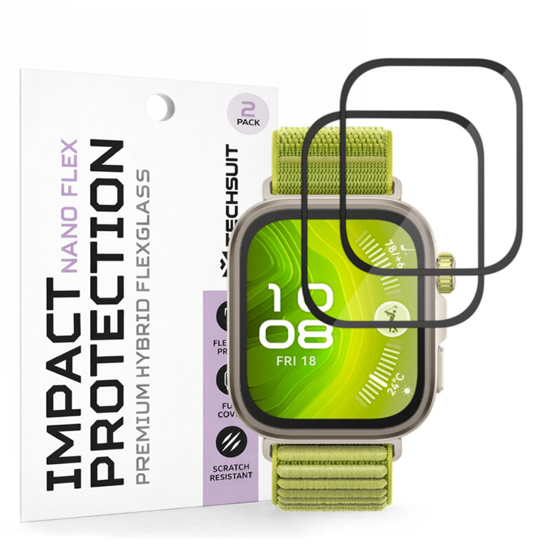[Pachet 2x] Folie Huawei Watch Fit 4 Pro Techsuit Nano Flex, negru