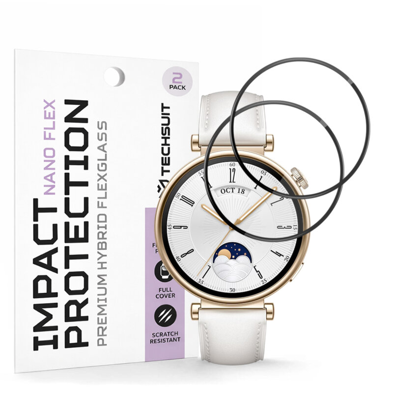 [Pachet 2x] Folie Huawei Watch GT 4 41mm Techsuit Nano Flex, negru