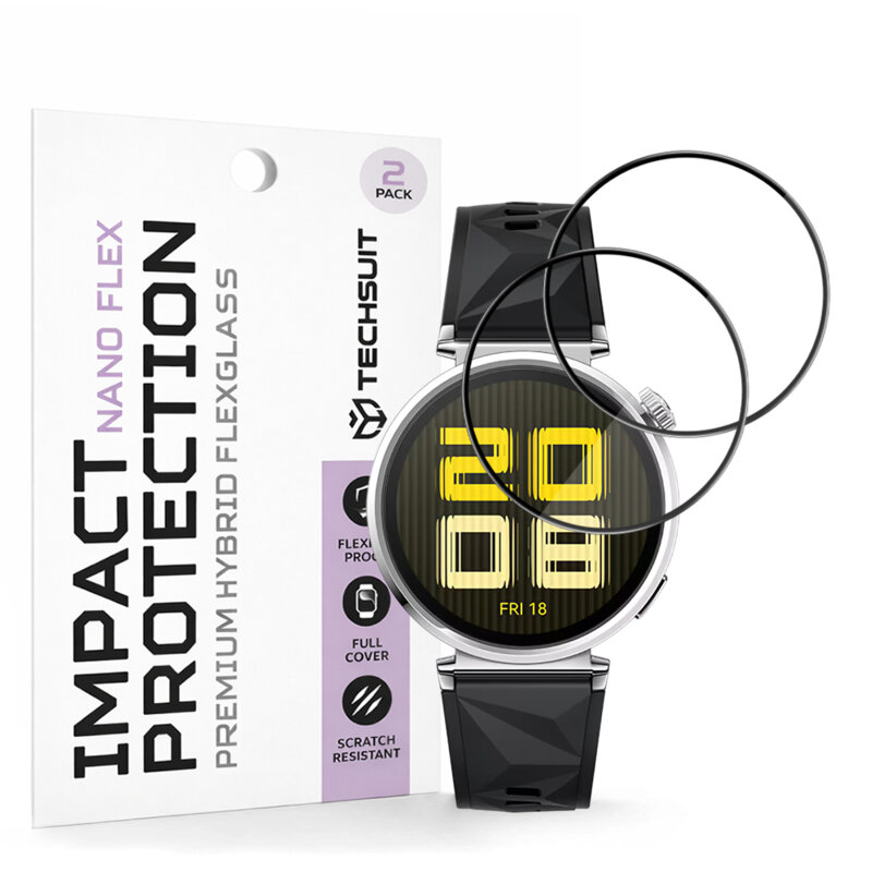 [Pachet 2x] Folie Huawei Watch GT 5 41mm Techsuit Nano Flex, negru