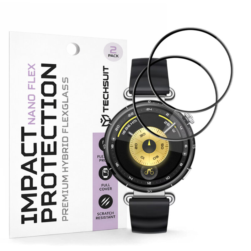 [Pachet 2x] Folie Huawei Watch GT 6 41mm Techsuit Nano Flex, negru