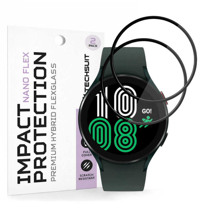 [Pachet 2x] Folie Samsung Galaxy Watch4 44mm Techsuit Nano Flex, negru