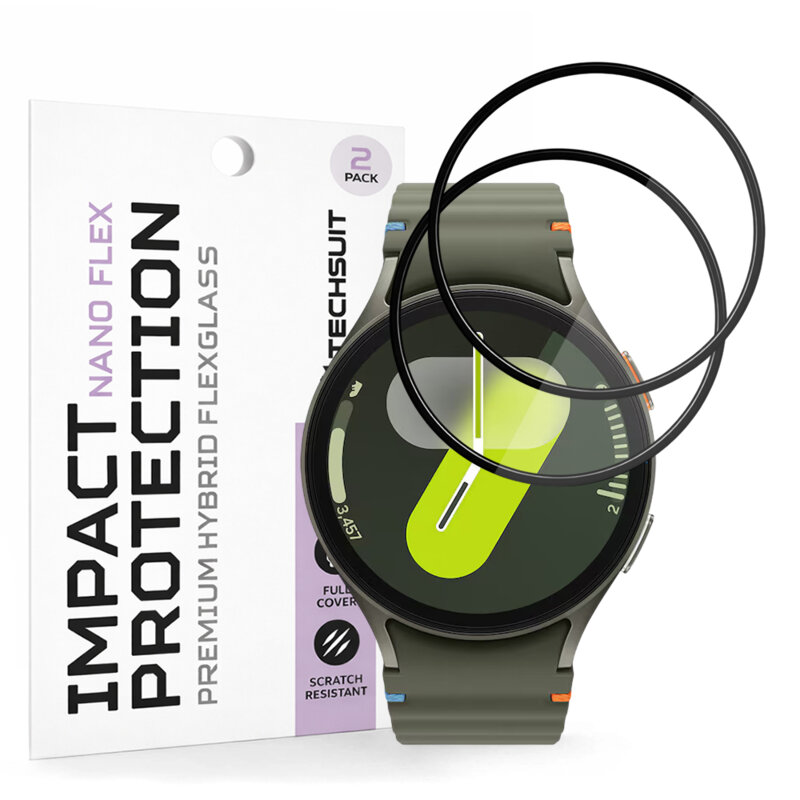 [Pachet 2x] Folie Samsung Galaxy Watch7 44mm Techsuit Nano Flex, negru