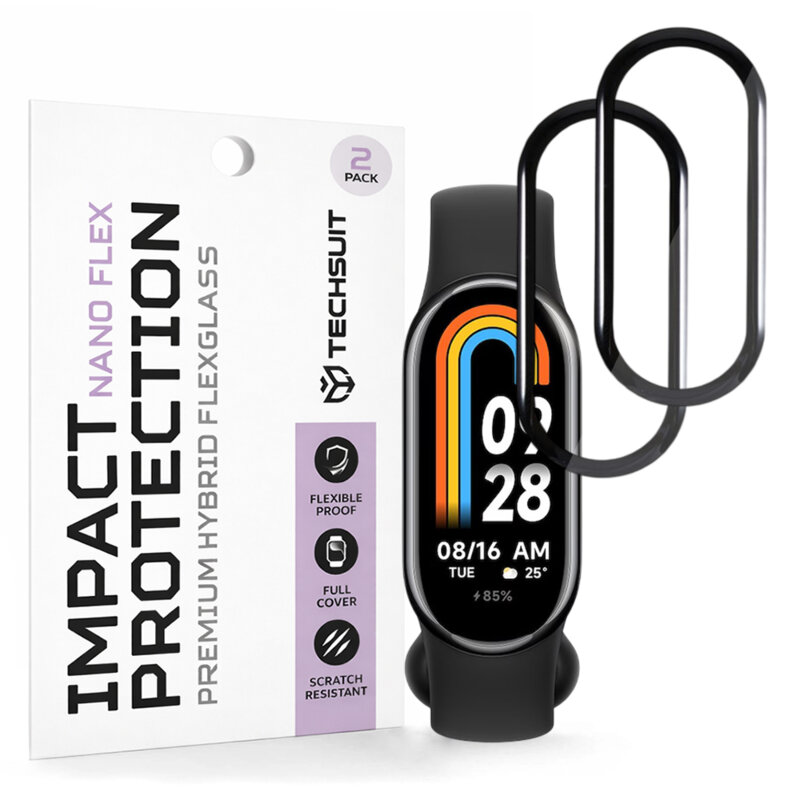 [Pachet 2x] Folie Xiaomi Mi Band 8 Techsuit Nano Flex, negru